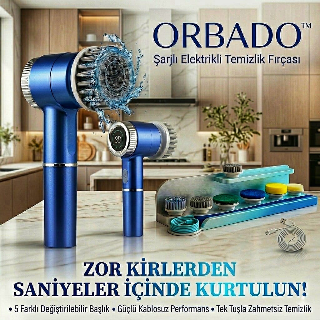ORBADO™ 5'i 1 Arada Elektrikli Döner Temizlik Fırçası (Şarjlı & Su Geçirmez)