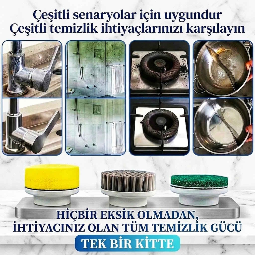 ORBADO™ 5'i 1 Arada Elektrikli Döner Temizlik Fırçası (Şarjlı & Su Geçirmez)